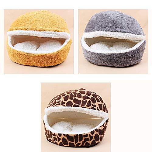 fghdfdhfdgjhh Cama Suave del Animal doméstico de la Hamburguesa Forma de Nido de Shell Casa extraíble de Gato Universal Caseta de Perro Súper portátiles Pet Supplies (45 * 32 * 32 cm, Ciervos Franja)