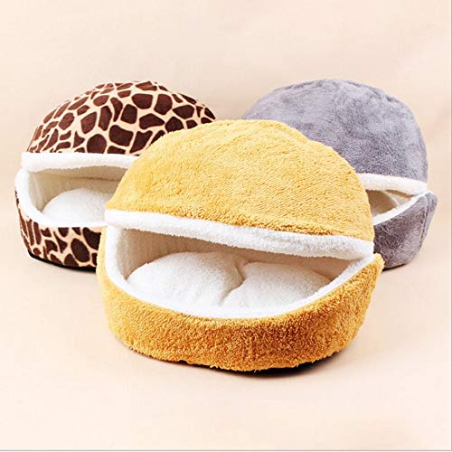 fghdfdhfdgjhh Cama Suave del Animal doméstico de la Hamburguesa Forma de Nido de Shell Casa extraíble de Gato Universal Caseta de Perro Súper portátiles Pet Supplies (45 * 32 * 32 cm, Ciervos Franja)