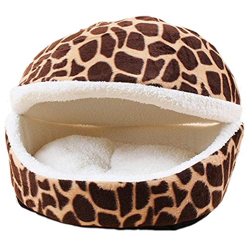 fghdfdhfdgjhh Cama Suave del Animal doméstico de la Hamburguesa Forma de Nido de Shell Casa extraíble de Gato Universal Caseta de Perro Súper portátiles Pet Supplies (45 * 32 * 32 cm, Ciervos Franja)