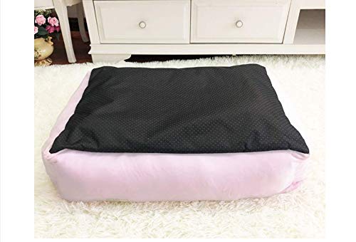 FHKGCD Winter Soft Plush Warming Pet Dog Bed Waterproof Bottom Detachable Dogs Beds For Small Medium Puppy Cats House Mats,Light Pink,L 65X50X22Cm