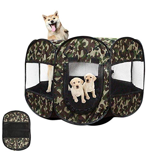 Finelyty Tienda Octogonal Impermeable de Camuflaje Valla Perro Gato Parque Infantil Cajas Portátiles Mascota Plegable