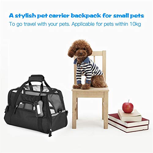 FinukGo - Bolsa Impermeable de Nailon 600D para Perros y Gatos, para Transportar Animales al Aire Libre, cómoda y Suave para Animales pequeños, Color Negro