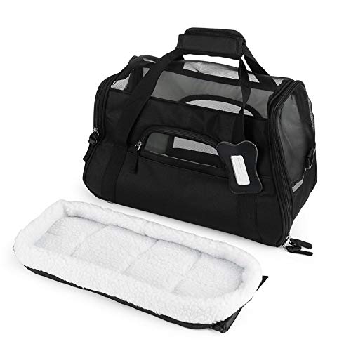 FinukGo - Bolsa Impermeable de Nailon 600D para Perros y Gatos, para Transportar Animales al Aire Libre, cómoda y Suave para Animales pequeños, Color Negro