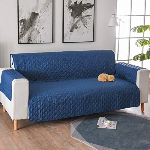 flqwe Ajustable Protector Sofa Elasticas,Funda para sofá Impermeable para Todas Las Estaciones para Perros. Funda Antideslizante para Perro-Azul Marino_55x195cm