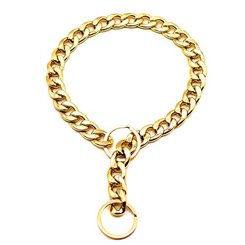 Fnsky - Cadena de Oro Grueso para Perros, Collar de Seguridad para Mascotas, Collar de Cadena Ajustable Punk Chapado en Oro para Perro, 55 cm