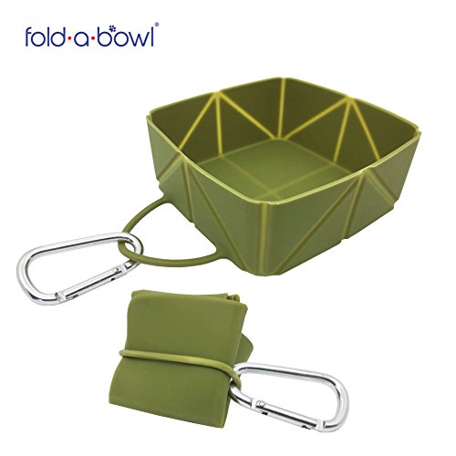 FOLDABOWL - Cuenco de Viaje para Perro Cuenco Plegable portátil con Clip de caribena, para Caminar, Senderismo y Camping con Perros