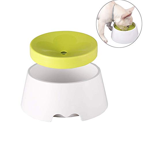 FONLAM Bol Cuenco de Agua para Perro Gato Cachorro Fuente Plato Bebedero Lento Mascota con Tapa Flotante no Mojar Boca 1L Anti-Atragantamiento