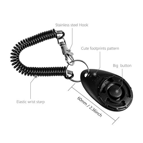 Foonii 4pc Profesional Clicker, Dedos Clicker para Perros Educación, con Banda Sprial Clicker Entrenamiento para Perros, Gatos, Loro, Caballo ， Mascotas （ Negro ）