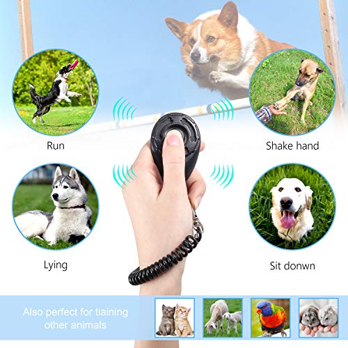 Foonii 4pc Profesional Clicker, Dedos Clicker para Perros Educación, con Banda Sprial Clicker Entrenamiento para Perros, Gatos, Loro, Caballo ， Mascotas （ Negro ）