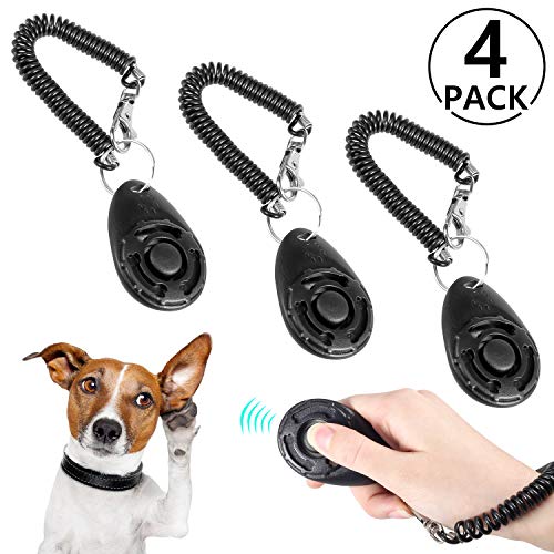 Foonii 4pc Profesional Clicker, Dedos Clicker para Perros Educación, con Banda Sprial Clicker Entrenamiento para Perros, Gatos, Loro, Caballo ， Mascotas （ Negro ）