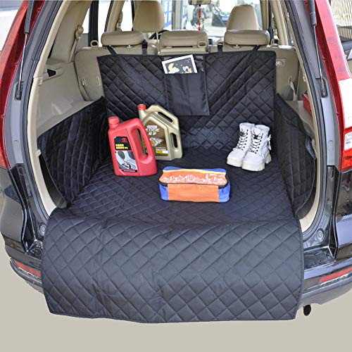 Forro de Carga SUV Para Perros, Cubierta de Carga Impermeable Para SUV, Cubierta de Asiento Para Mascotas de Gran Tamaño Con Respaldo Antideslizante y Solapa Protectora de Parachoques Negro 41"x73"