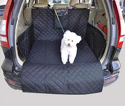 Forro de Carga SUV Para Perros, Cubierta de Carga Impermeable Para SUV, Cubierta de Asiento Para Mascotas de Gran Tamaño Con Respaldo Antideslizante y Solapa Protectora de Parachoques Negro 41"x73"