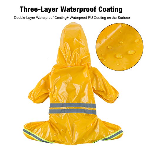 FREESOO Chubasqueros Impermeables para Mascotas Perros con Capucha para Perro Mediano y Grande con Collar Agujero Tiras Reflectoras Transpirable Impermeable Chaqueta para Lluvia