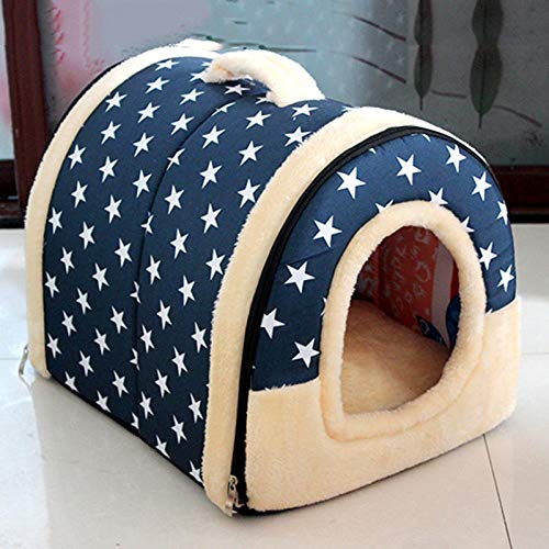 FSSSMSS caseta Plegable para Mascotas, Cuatro Estaciones, Doble propósito, Desmontable y Lavable, Estrella Azul, S