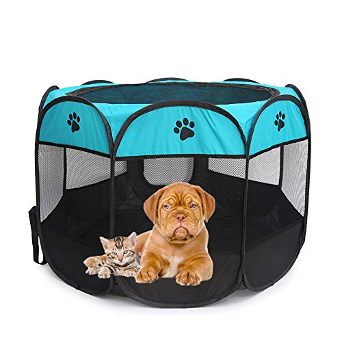 FUVOYA Portable Mascota corralito Perros Plegables Interior Exterior Gatos Conejo Perrera extraíble Malla Cortina Cubierta