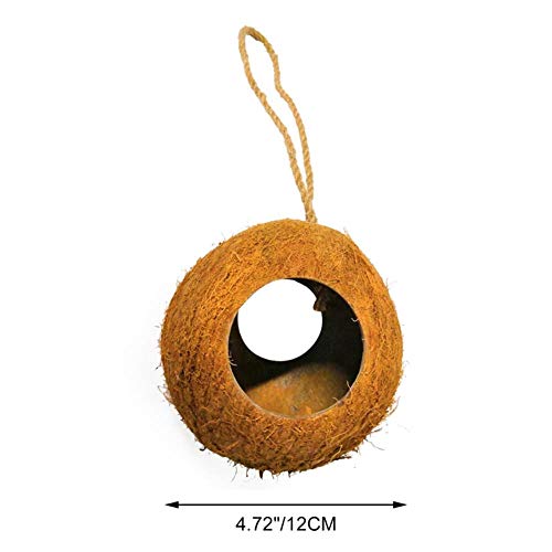 FUYIO Pet Bird Hanging Coconut Shell Nest 2 Way Tunnel   Parrot Resistente a Las mordidas Perca Hideout Cave Fashion Birdhouse