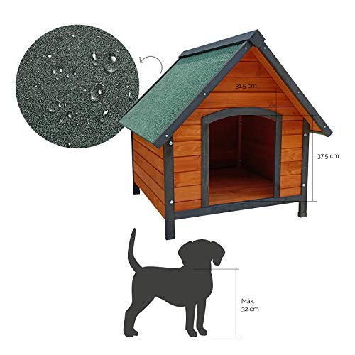 Gardiun KNH1220 Miracle - Caseta de Perro de Madera  a 2 Aguas, 88x82x76 cm