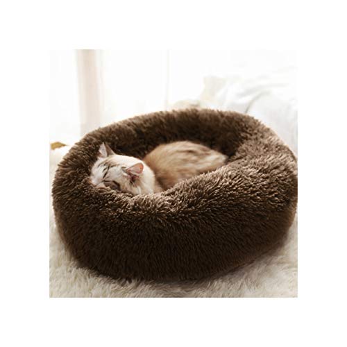 Gato Ronda Caseta de Perro Caliente Saco de Dormir Largo Felpa Suave Cama para Mascotas Perrito Estera del Amortiguador portátiles Fuentes del Gato 46/50 / 60cm café 80cm