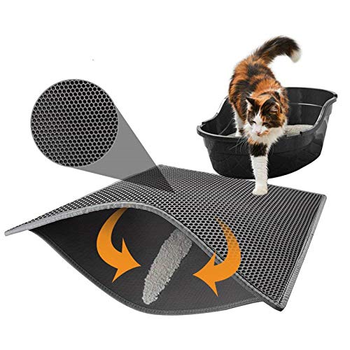 gengxinxin Cat Litter Mat Alfombrillas Trapedoras Cat Litter De Doble Capa con Capa Inferior Impermeable Piso Y Alfombra Premium Cat Bed 29-Black_40 X 60cm Arena para Gatos