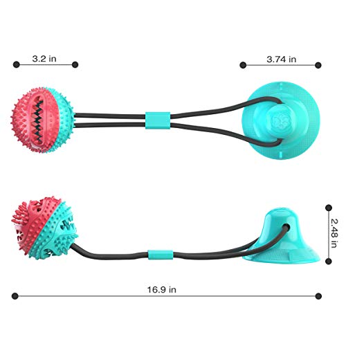 GHONLZIN Multifunction Pet Molar Bite Toy, Juguete Mordedor Mascota, Juguete Multifuncional para mordedura de Molar, Mordedura de Perro del Entrenamiento con Ventosa (Red+Green)