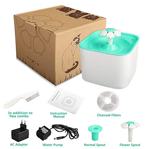 Gifort Fuente de Agua para Mascotas, Fuente de Agua Silenciosa para Mascotas Sin Ruido, Fuente de Agua eléctrica automática para Mascotas con 3 filtros, Ideal para Gatos, Perros, Aves