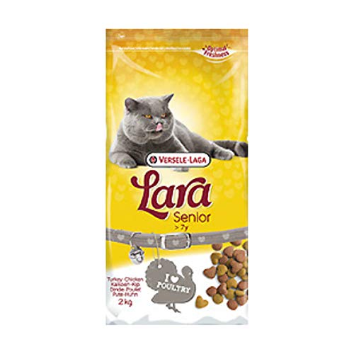 Global Pienso para Gatos 2 kgs | Comida para Gatos Lara con Pavo y Pollo | Alimento seco para Gatos Mayores o Ancianos