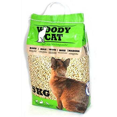 Global Virutas de Madera para Gato 8 litros | Pellets absorbentes de Madera Woody Cat | Viruta para arenero de Gato