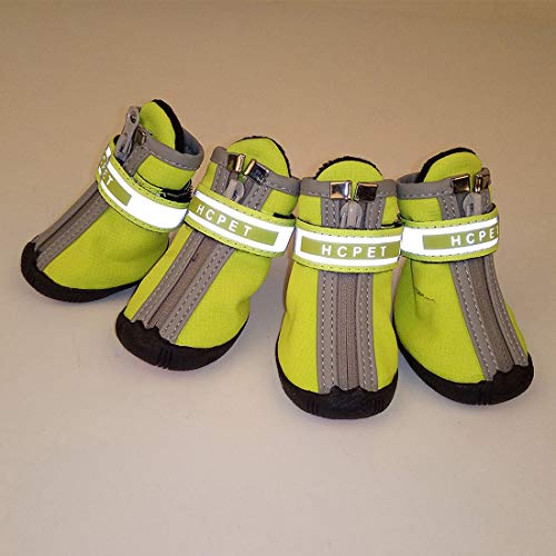 GLZKA Zapatos del Perro de Agua para los Perros pequeños no del resbalón de Perro Botas de la Pata Protector Zapatos del Animal doméstico Wear-Resistant con Reflectante,S