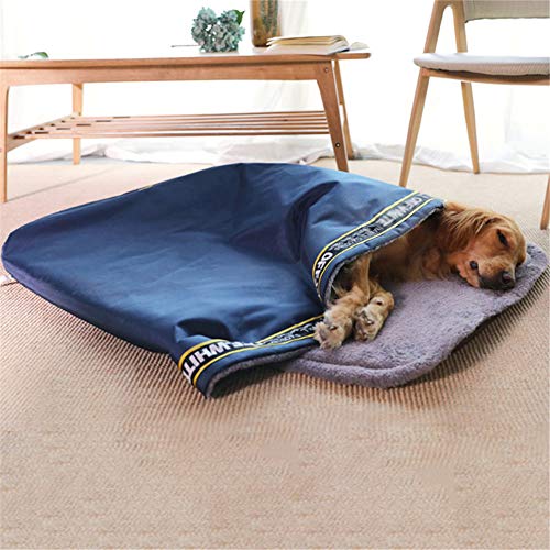 GODGETS 2 in 1 Cama de Perro, Saco de Dormir, Estera para Perros, Teddy Fleece, Cama y Edredón para Perros y Gatos，Armada，60×50×33 CM，S