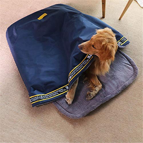 GODGETS 2 in 1 Cama de Perro, Saco de Dormir, Estera para Perros, Teddy Fleece, Cama y Edredón para Perros y Gatos，Armada，60×50×33 CM，S