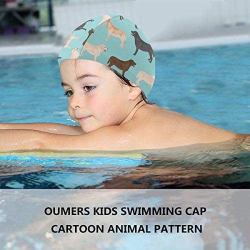 Gorro de Natacion, Gorro de baño, Cute Labradors Yellow Chocolate Black Lab Pet Dogs Swimming Cap for Kids Junior Swim Caps-Waterproof Long Hair Swim Hat Cover Ears Comfortable Bathing Cap