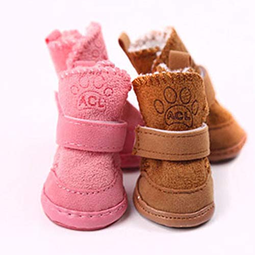 GOWINEU Otoño e Invierno Zapatos para Mascotas Zapatos Antideslizantes de algodón Suministros Cachorros de Peluche Botas de Nieve Cálidas para Chihuahua Bulldog francés Yorkie