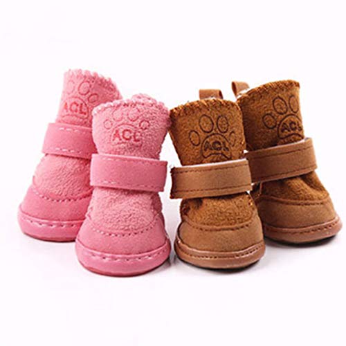 GOWINEU Otoño e Invierno Zapatos para Mascotas Zapatos Antideslizantes de algodón Suministros Cachorros de Peluche Botas de Nieve Cálidas para Chihuahua Bulldog francés Yorkie