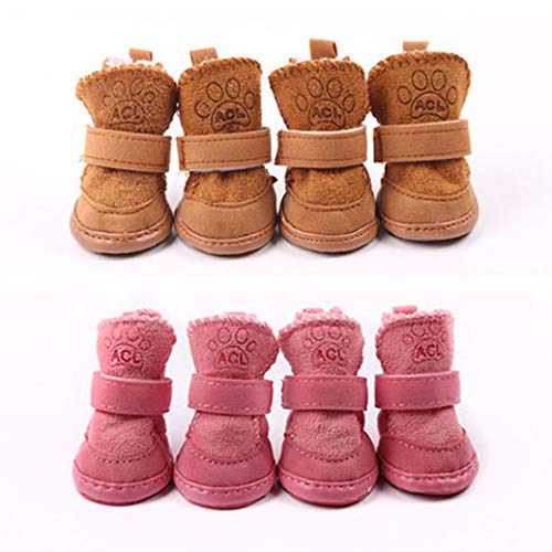 GOWINEU Otoño e Invierno Zapatos para Mascotas Zapatos Antideslizantes de algodón Suministros Cachorros de Peluche Botas de Nieve Cálidas para Chihuahua Bulldog francés Yorkie