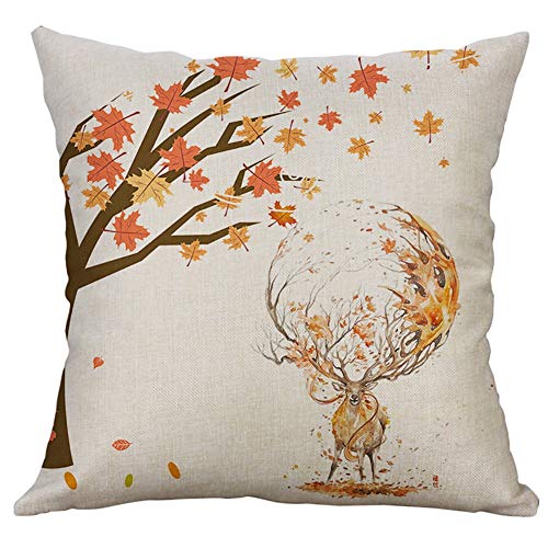 Gspirit 4 Pack otoño Arce Bicicleta Algodón Lino Throw Pillow Case Funda de Almohada para Cojín 45x45 cm