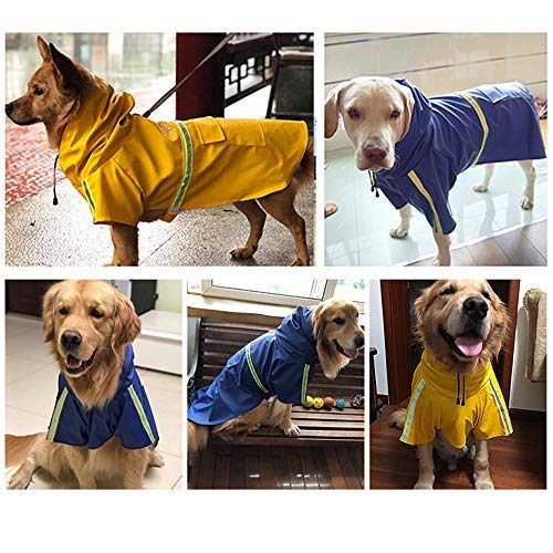 gudong Perro Chubasqueros-Abrigo Impermeable para Perros Ligero con Tira Reflectante para Perros medianos Grandes pequeños (Amarillo L)