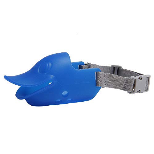 Gulunmun Bozales para Perros Boca de Perro de Mascota Ajustable Cubierta de bozal Anti-mordaz Máscara de Perro de ladrar   Azul, (Hebra Media Circunferencia: 13-16 cm)