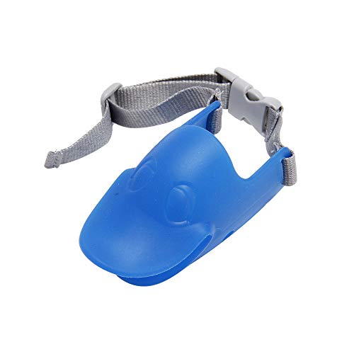 Gulunmun Bozales para Perros Boca de Perro de Mascota Ajustable Cubierta de bozal Anti-mordaz Máscara de Perro de ladrar   Azul, (Hebra Media Circunferencia: 13-16 cm)