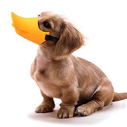 Gulunmun Bozales para Perros Bozal Suave para Perros Mediano   Ajustable para Evitar morder, ladrar y Masticar, Adiestramiento de Mascotas de Color Amarillo, (Hebra Media Circunferencia: 10-13 cm)