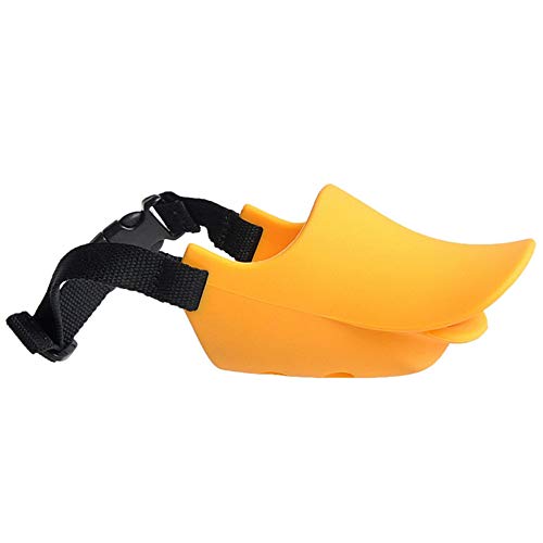 Gulunmun Bozales para Perros Bozal Suave para Perros Mediano   Ajustable para Evitar morder, ladrar y Masticar, Adiestramiento de Mascotas de Color Amarillo, (Hebra Media Circunferencia: 10-13 cm)