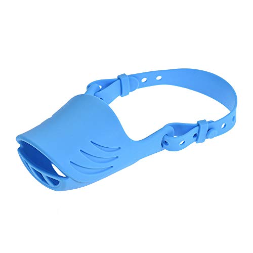 Gulunmun El más Nuevo Anti Bite Bking Barking Bozal para Perro Cubierta de Boca Silicona Forma de Boca de Cerdo con Correa Ajustable para Perros pequeños y medianos-Azul, S