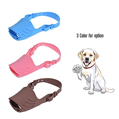 Gulunmun El más Nuevo Anti Bite Bking Barking Bozal para Perro Cubierta de Boca Silicona Forma de Boca de Cerdo con Correa Ajustable para Perros pequeños y medianos-Azul, S