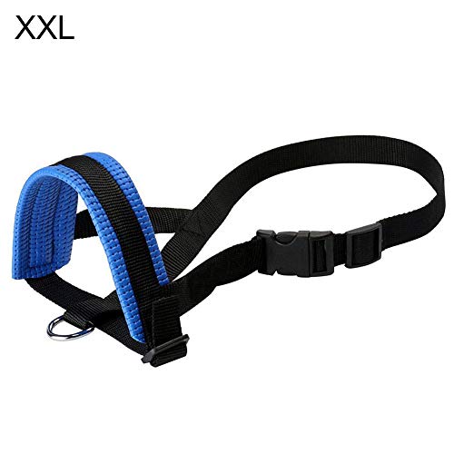 Gulunmun Nylon Bozal de Perro Mascota Ajustable Bozal Anti morder Ladrido Accesorios de masticación-Azul, XL