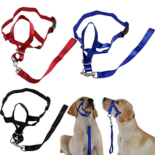 Gulunmun Pet Dog Padded Head Collar Collar de Entrenamiento para Perros Halter Deja de Tirar de la Herramienta de Entrenamiento-Azul, L