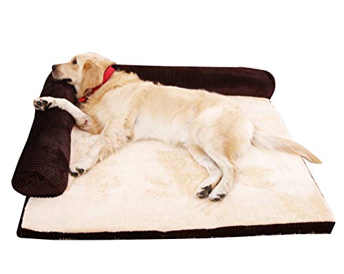 GUOCU Suministros para Mascotas Sofá Cama Rectangular con Cojín Color Sólido Lavable Cuatro Temporadas Disponibles Cama para Perros Gato Cojín Marrón S