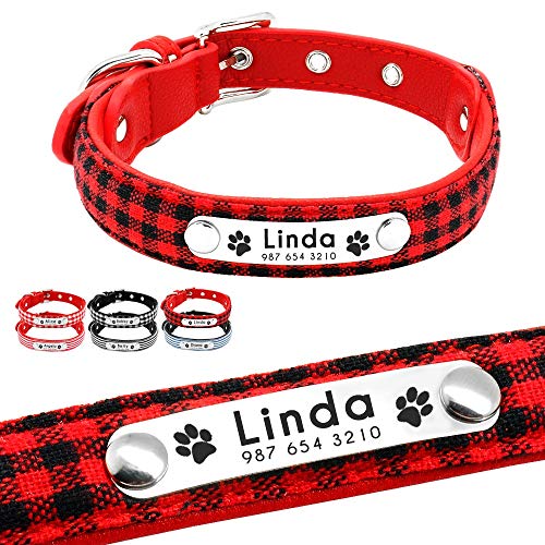 GZSC Ajustable Collar de Perro de Perrito Personalizado Collares de Gato Personalizados Ajustables Grabado de Rayas a Cuadros Gratis for Perros pequeños y medianos (Color : Striped 1, Size : M)