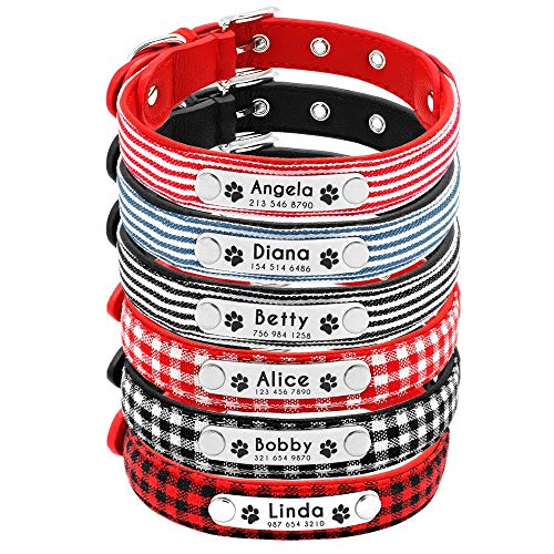 GZSC Ajustable Collar de Perro de Perrito Personalizado Collares de Gato Personalizados Ajustables Grabado de Rayas a Cuadros Gratis for Perros pequeños y medianos (Color : Striped 1, Size : M)