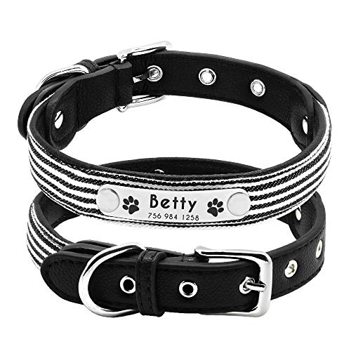 GZSC Ajustable Collar de Perro de Perrito Personalizado Collares de Gato Personalizados Ajustables Grabado de Rayas a Cuadros Gratis for Perros pequeños y medianos (Color : Striped 1, Size : M)