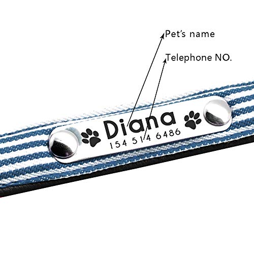 GZSC Ajustable Collar de Perro de Perrito Personalizado Collares de Gato Personalizados Ajustables Grabado de Rayas a Cuadros Gratis for Perros pequeños y medianos (Color : Striped 1, Size : M)