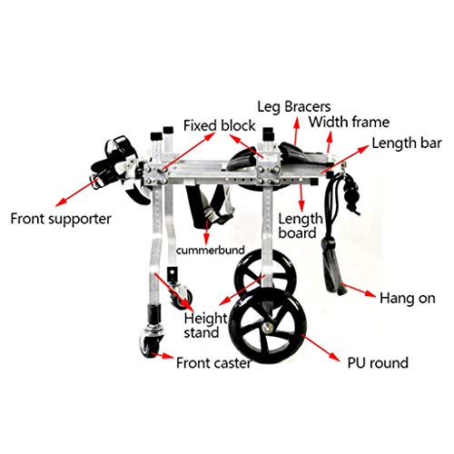GZX-Dog Silla De Ruedas para Perro Fácil Ensamble 4 Ruedas Rehabilitación De Patas Traseras Aleación De Aluminio Adecuado para Mascotas De 2-6 Kg